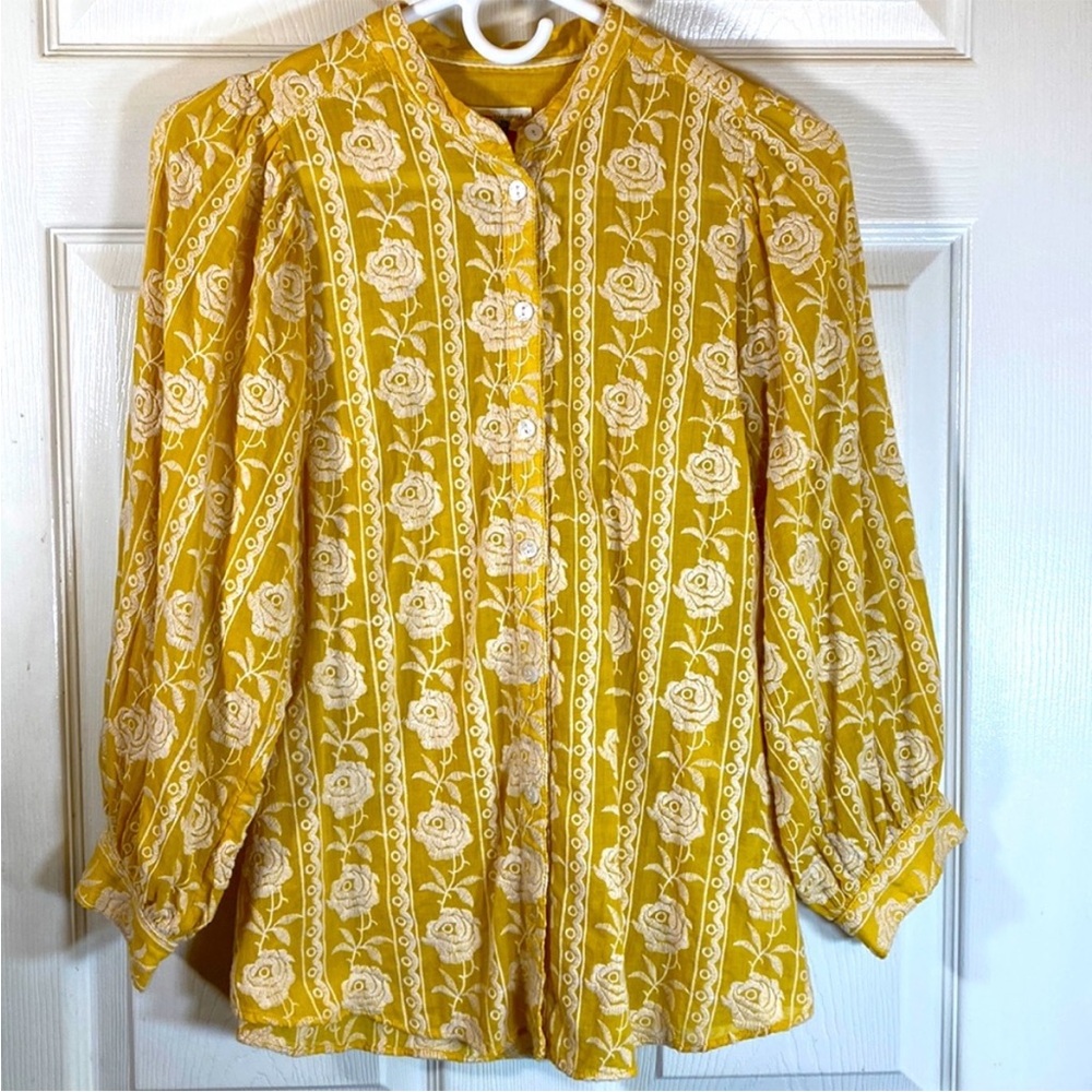 Floral Yellow Anthropologie Blouse
